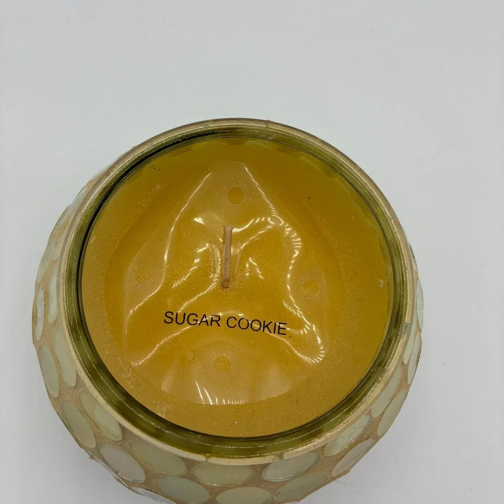 Mosaic Glass Candle Holder Sugar Cookie Scent Kohl's 9oz Green Gold